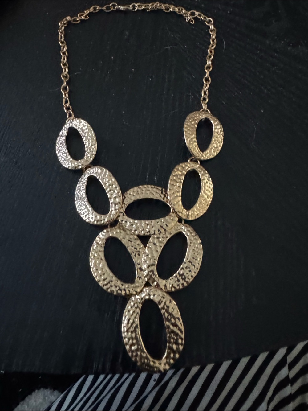 Textured Gold Oval Statement Necklace for Women